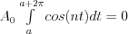 A_0 \int\limits_a^{a+2\pi} cos(nt)dt=0