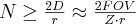 N\geq \frac {2D}{r} \approx \frac{2 FOV}{Z \cdot r}