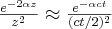 \frac{e^{-2\alpha z}}{z^{2}}\approx \frac{e^{-\alpha ct}}{(ct/2)^{2}}