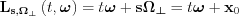 $\mathbf{L}_{\mathbf{s},\boldsymbol{\Omega_{\perp}}} \left ( t,\boldsymbol{\omega} \right )=t\boldsymbol{\omega}+\mathbf{s}\boldsymbol{\Omega_{\perp} }=t\boldsymbol{\omega}+\mathbf{x}_{0}