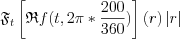 $ \mathfrak{F}_{t}\left [\mathfrak{R}f(t, 2\pi*\frac{200}{360})\right ]\left ( r \right )\left | r \right |