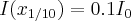 I(x_{1/10})=0.1I_0