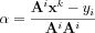 $  \alpha=\frac{\mathbf{A}^{i}\mathbf{x}^{k}-y_{i}}{\mathbf{A}^{i}\mathbf{A}^{i}}