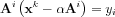 $  \mathbf{A}^{i}\left (\mathbf{x}^{k}-\alpha  \mathbf{A}^{i}  \right )=y_{i}