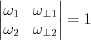 $
 \begin{vmatrix}
\omega_{1} & \omega_{\perp1}\\ 
\omega_{2} & \omega_{\perp2}
\end{vmatrix}=1